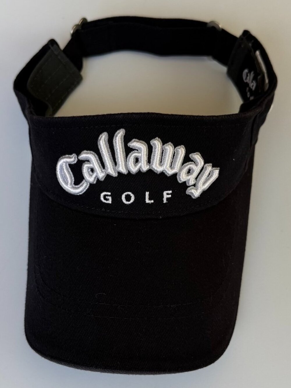 Callaway Black Golf Visor Adjustable White Lettering Hat Cap Father's Day EUC